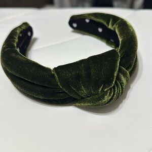 Lele Sadoughi olive green velvet top knot headband